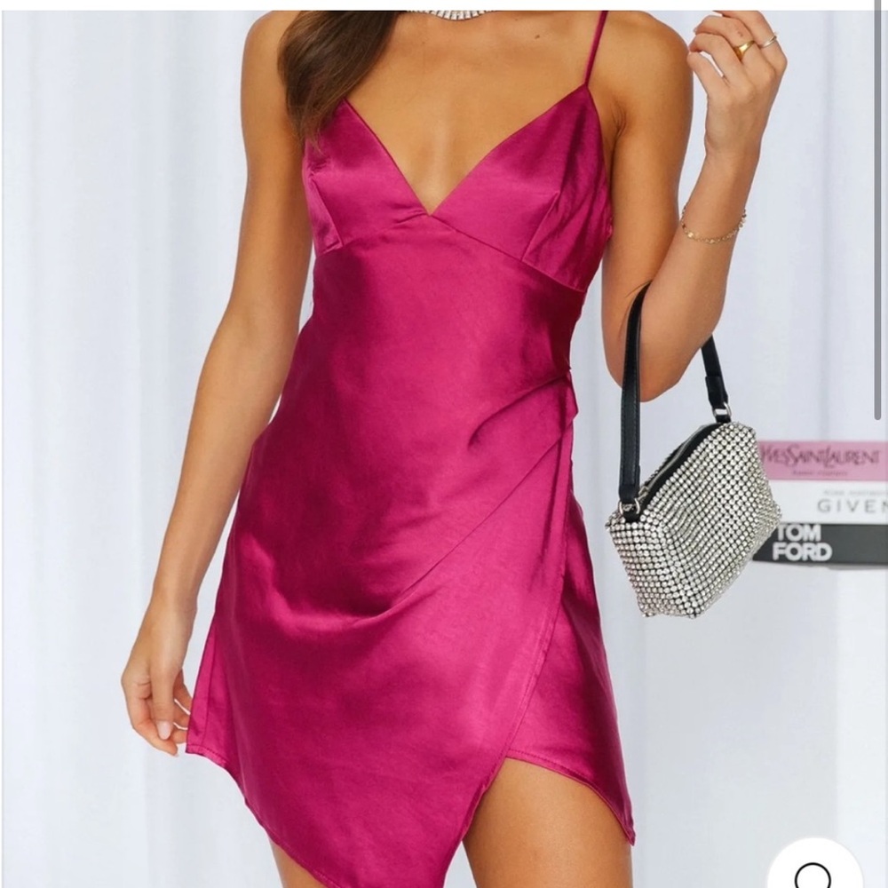 Hello Molly Pink Satin Dress Angel Bliss US SMALL